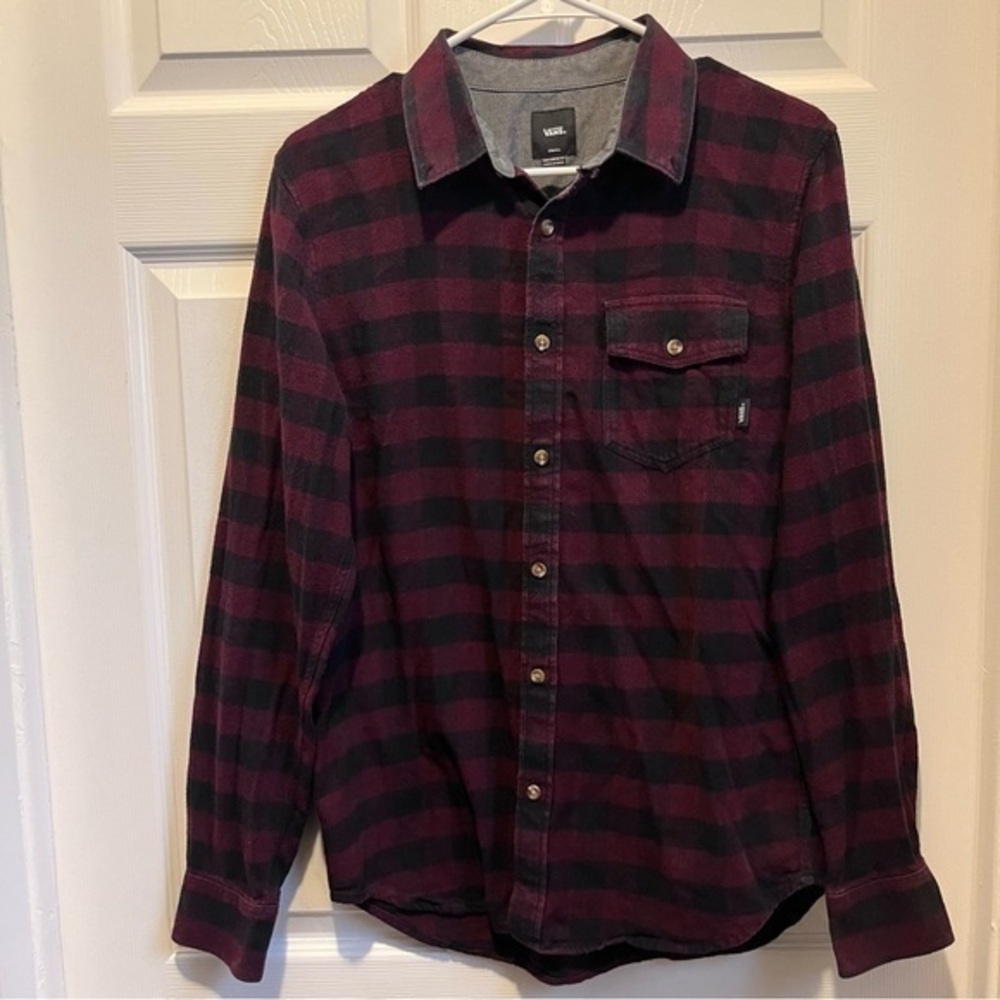 3/30$💥 Vans Shirt Tailored Fit button down Plaid Small Men Flannel long sleeve